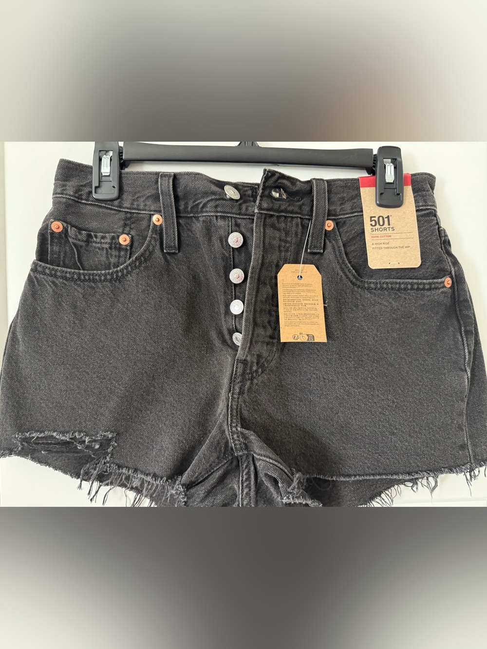 Levi’s 501 Black Denim Button-Fly Jeans Shorts